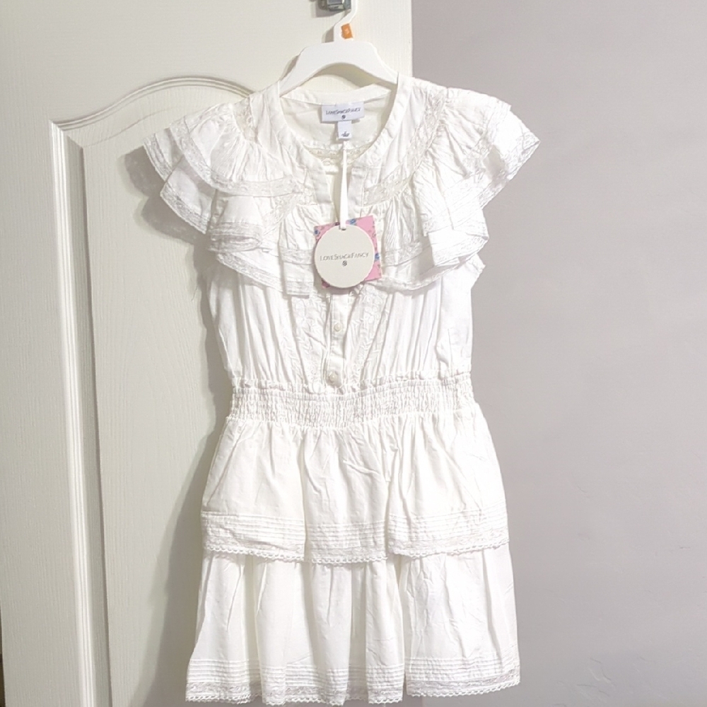 LoveShackFancy White Ruffled Mini Sundress